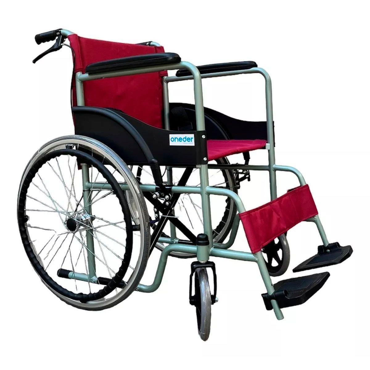 Silla De Ruedas, Ruedas Macizas, Plegable Doble Freno Oneder-0