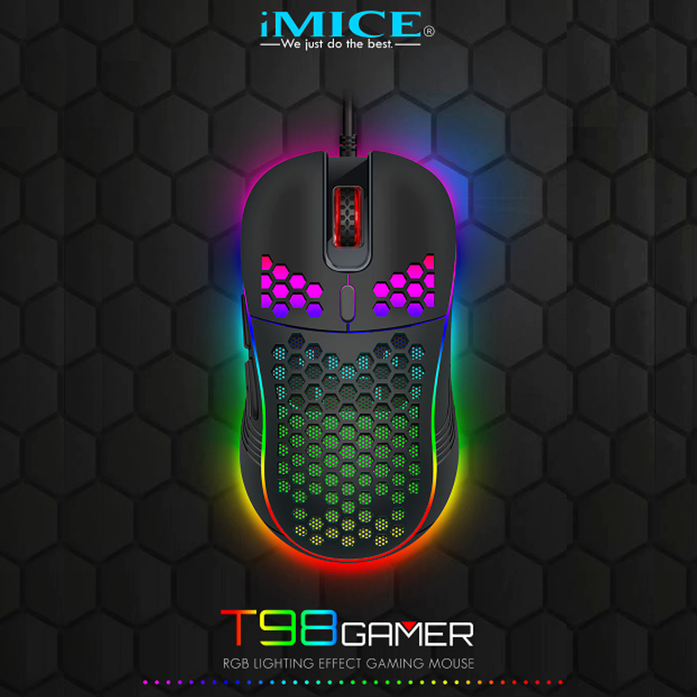 Mouse Gamer Premium Imice T98 Rgb 7200 Dpi Honeycomb Usb-5