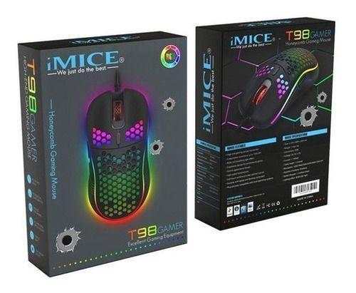 Mouse Gamer Premium Imice T98 Rgb 7200 Dpi Honeycomb Usb-4