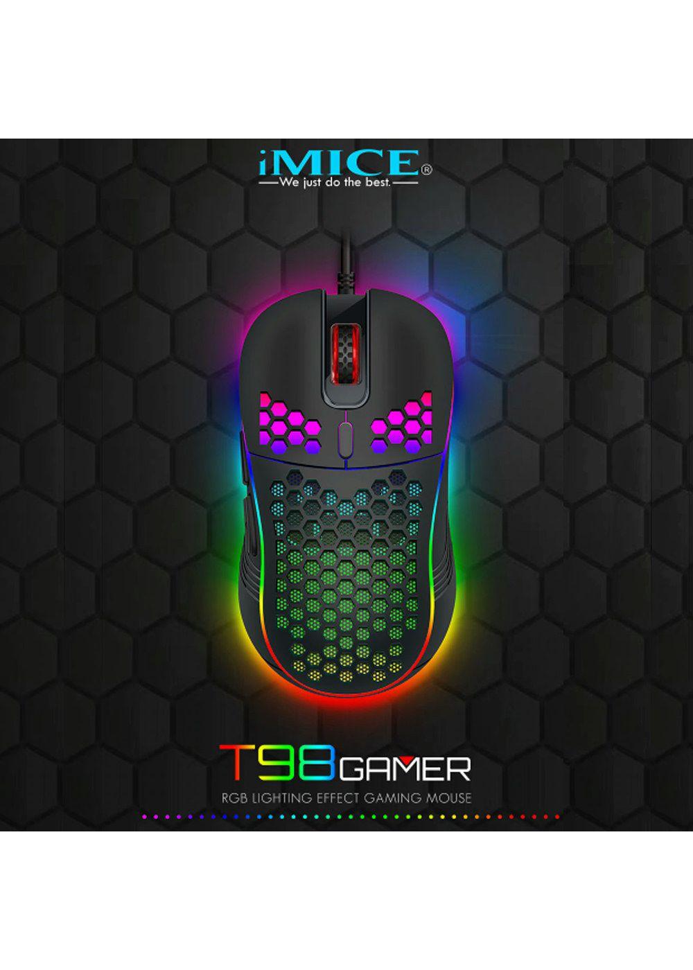 Mouse Gamer Premium Imice T98 Rgb 7200 Dpi Honeycomb Usb-5
