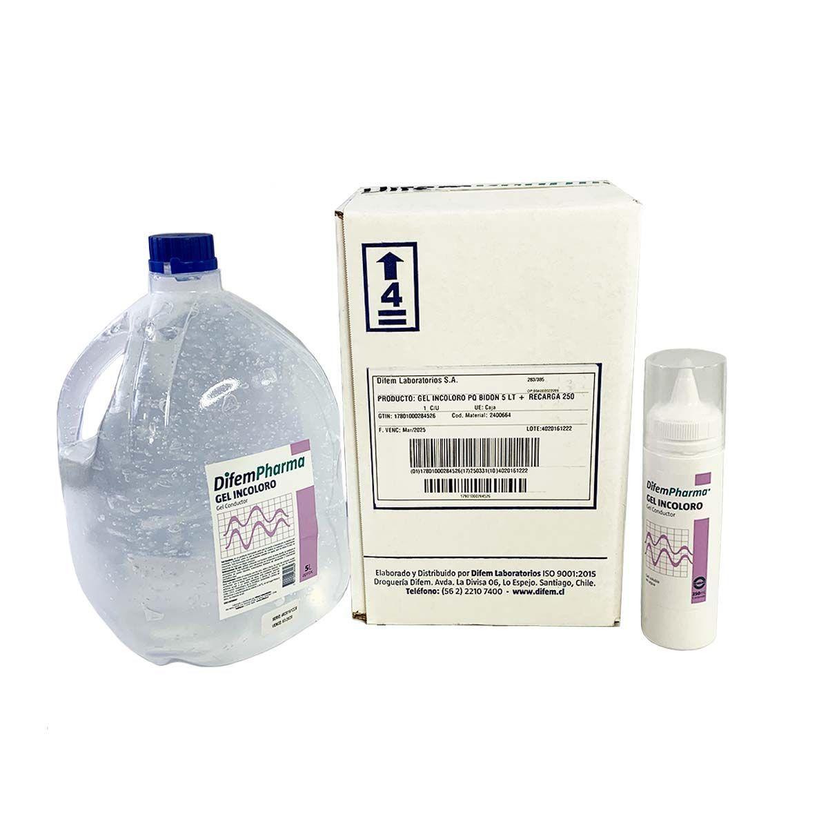 Gel Conductor Incoloro, Bidon 5lt + Dispensador 250cc Difem-1