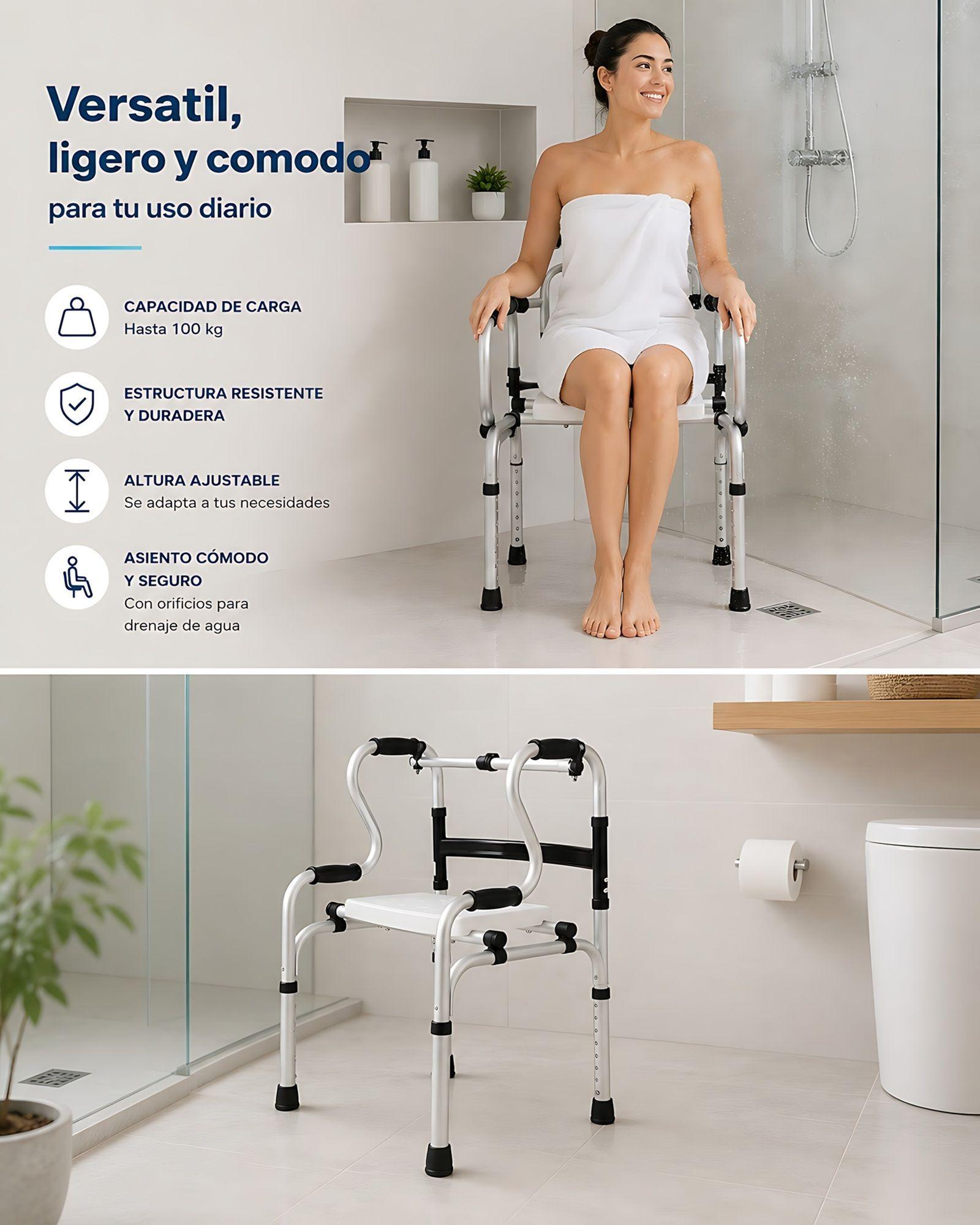 Andador Burrito Plegable 2 En 1 Silla De Ducha Portatil-2