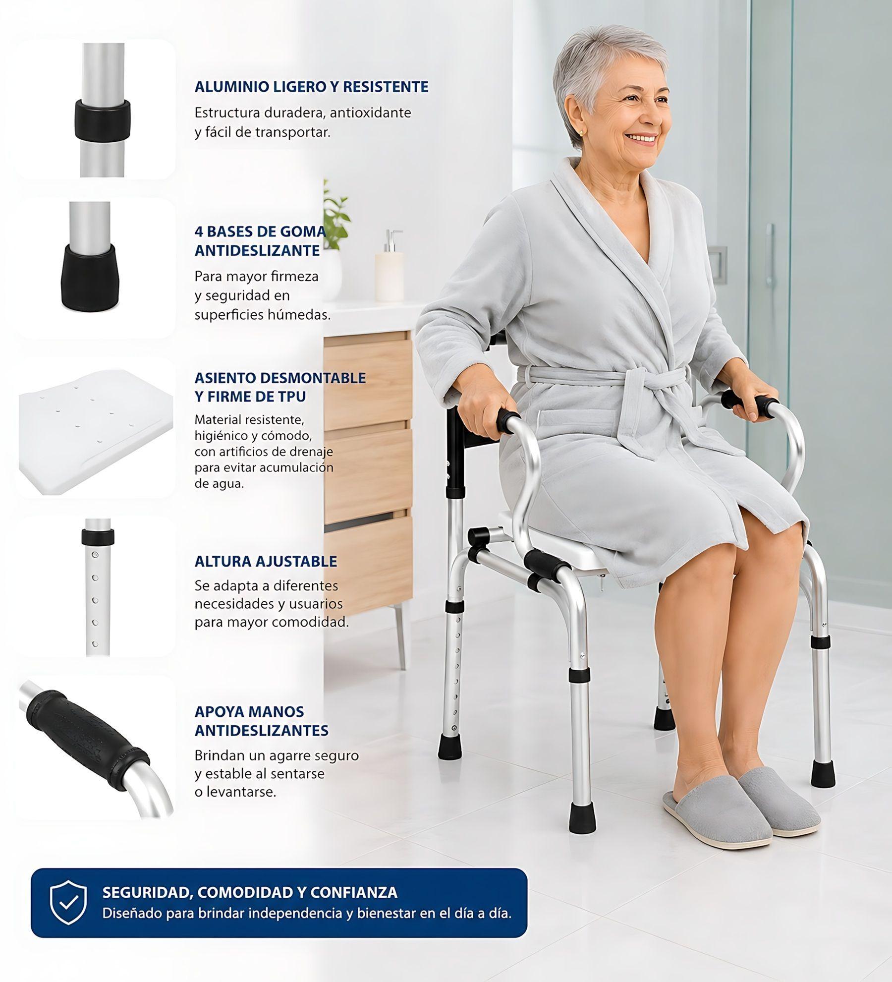 Andador Burrito Plegable 2 En 1 Silla De Ducha Portatil-5