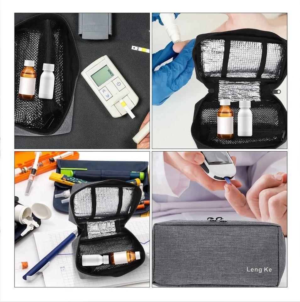 Enfriador Estuche Viaje Diabéticos,bolsa Enfriadora Medicina Gris-6