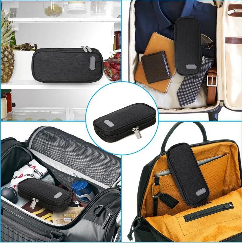 Bolso  Para Viaje Estuche Cooler Porta Insulina Refrigerante Tela Negro-5