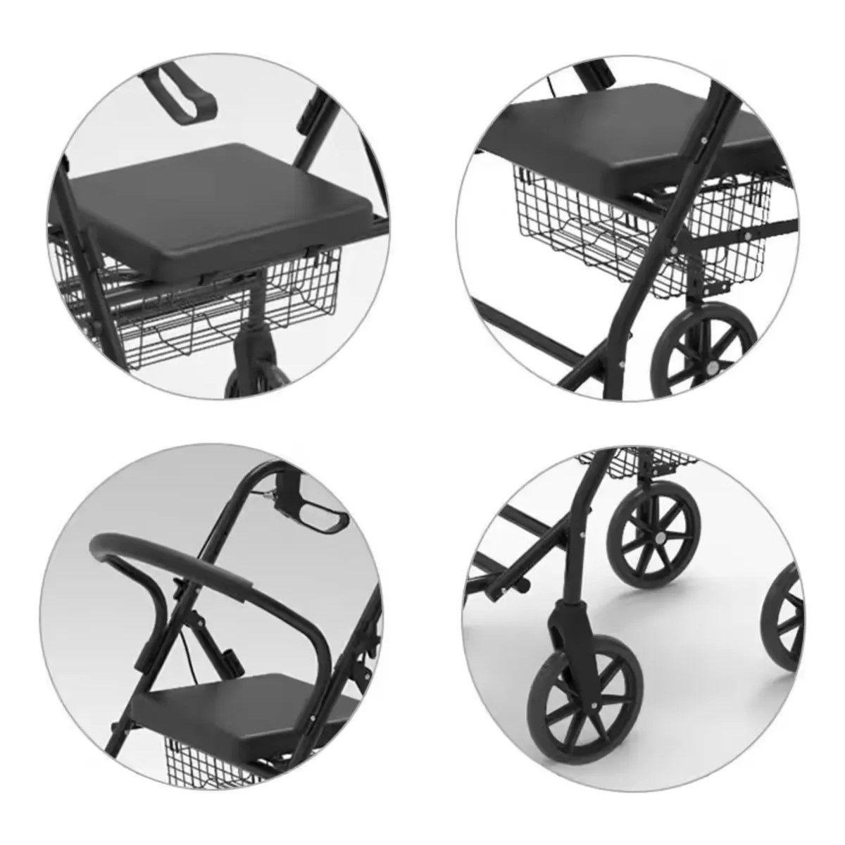 Andador Burrito Ortopedico Con Asiento 4 Ruedas Plegable-6