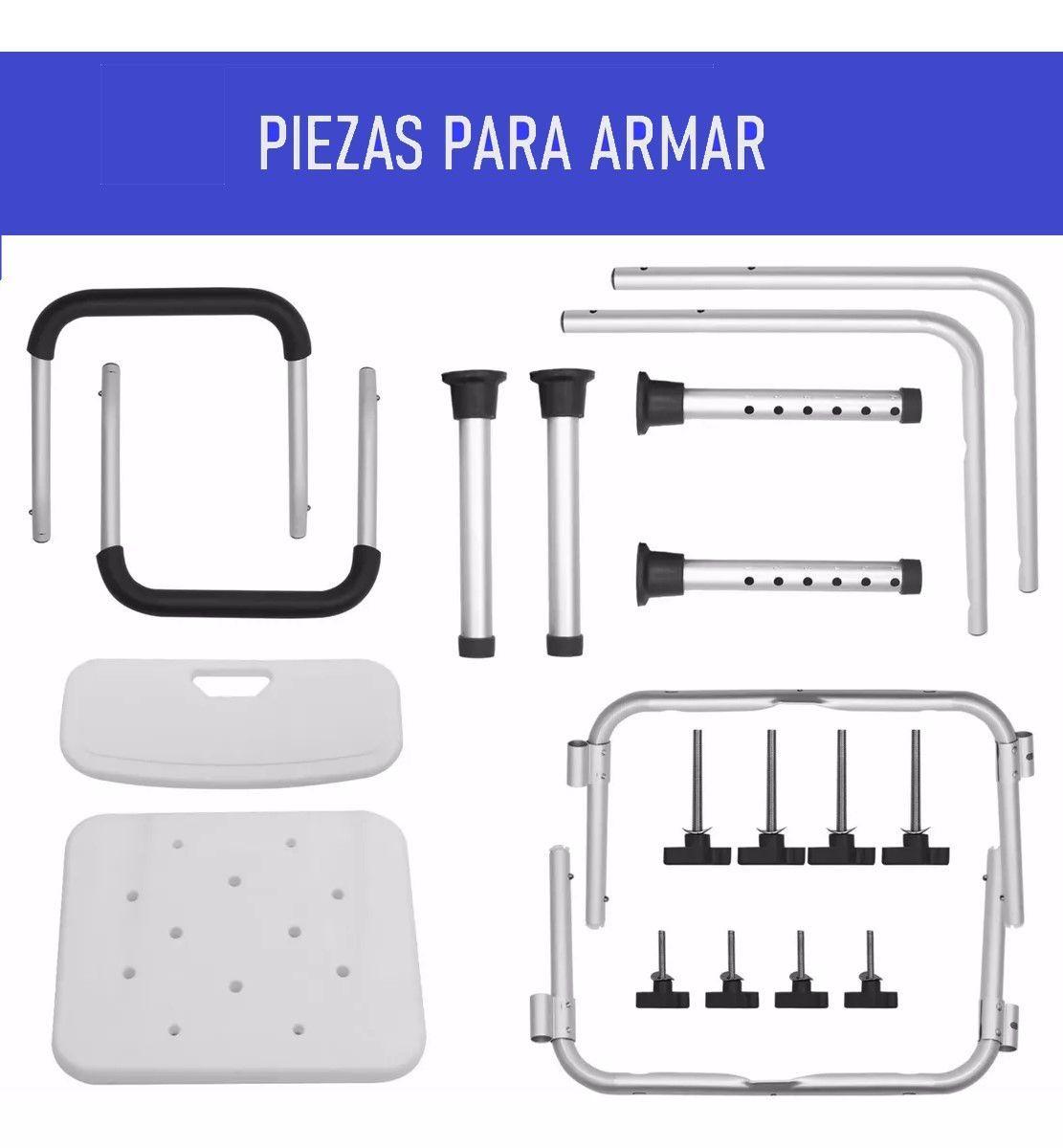 Silla De Ducha Para Baño Con Apoya Brazos Respaldo Portatil-2