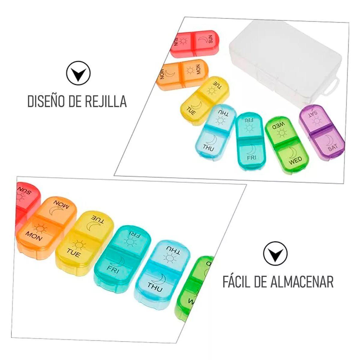 Pastillero Semanal Organizador Portátil 2 Tomas 7 Dias-2