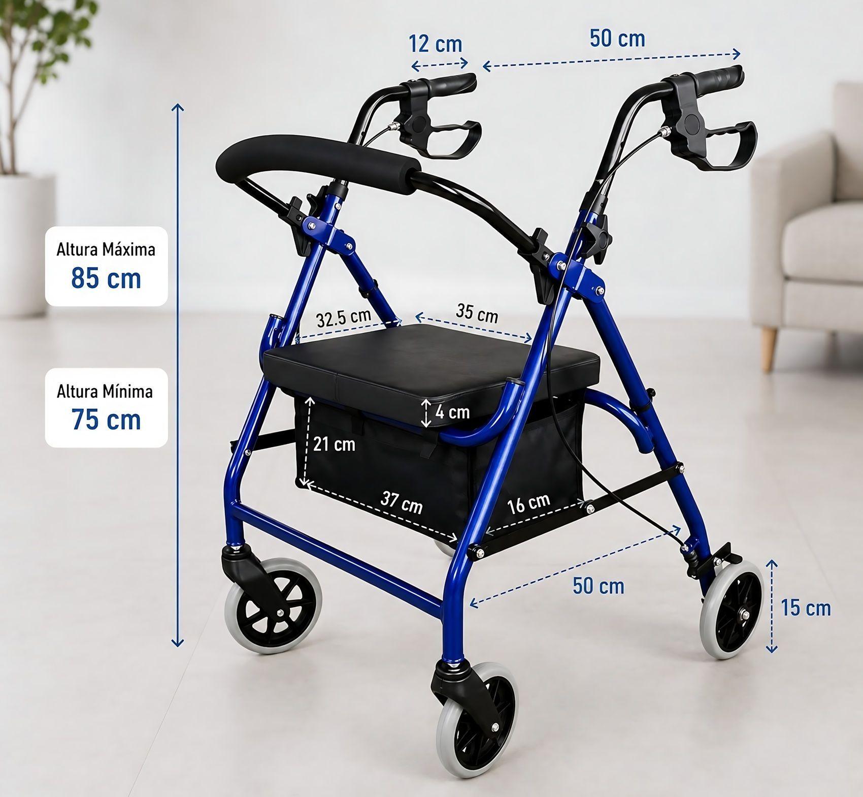 Andador Ortopedia Burrito Con Asiento Y Bolso 4 Ruedas-2