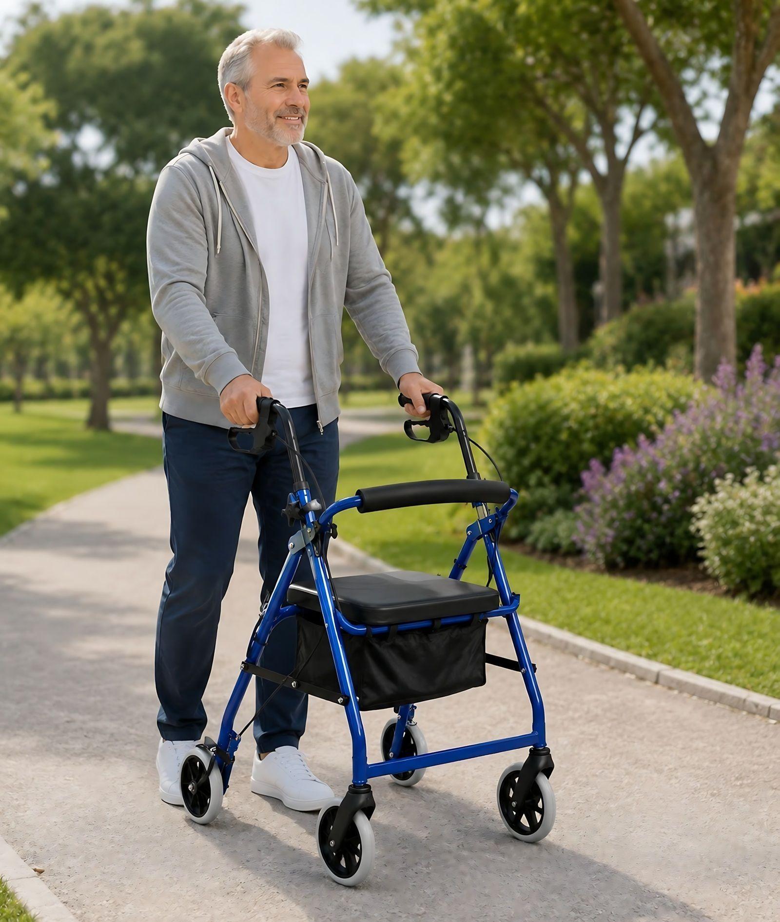 Andador Ortopedia Burrito Con Asiento Y Bolso 4 Ruedas-6