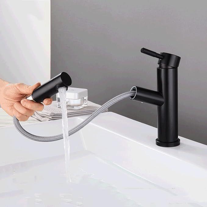 Llave Griferia Lavamanos Cuello Extensible Negro Tap24-1