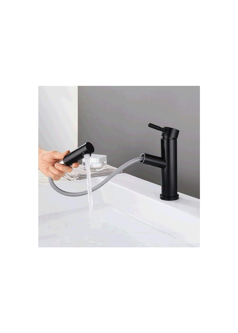 Llave Griferia Lavamanos Cuello Extensible Negro Tap24-1