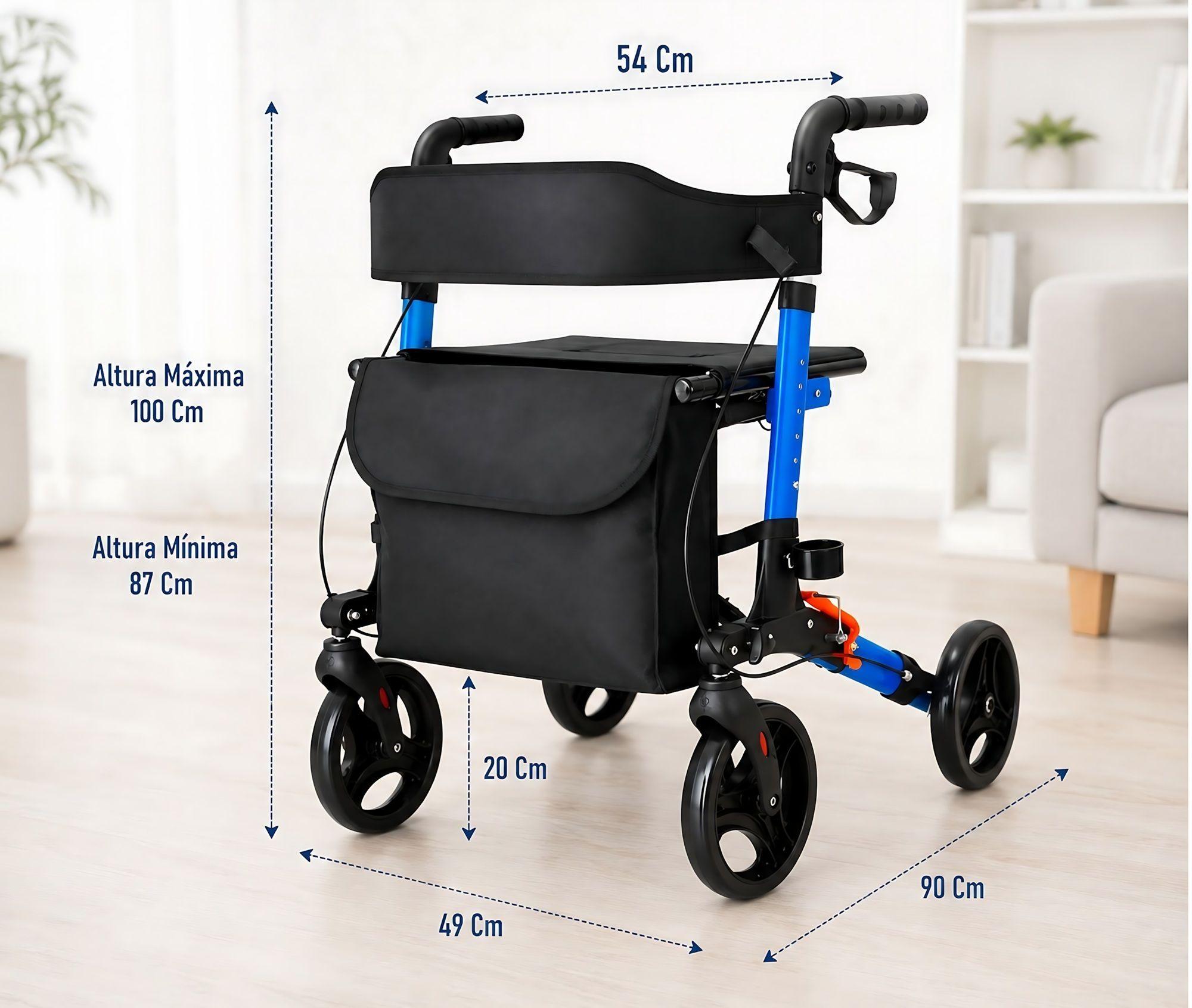 Andador Burrito Ortopédico Plegable Adulto 4 Ruedas Asiento-2