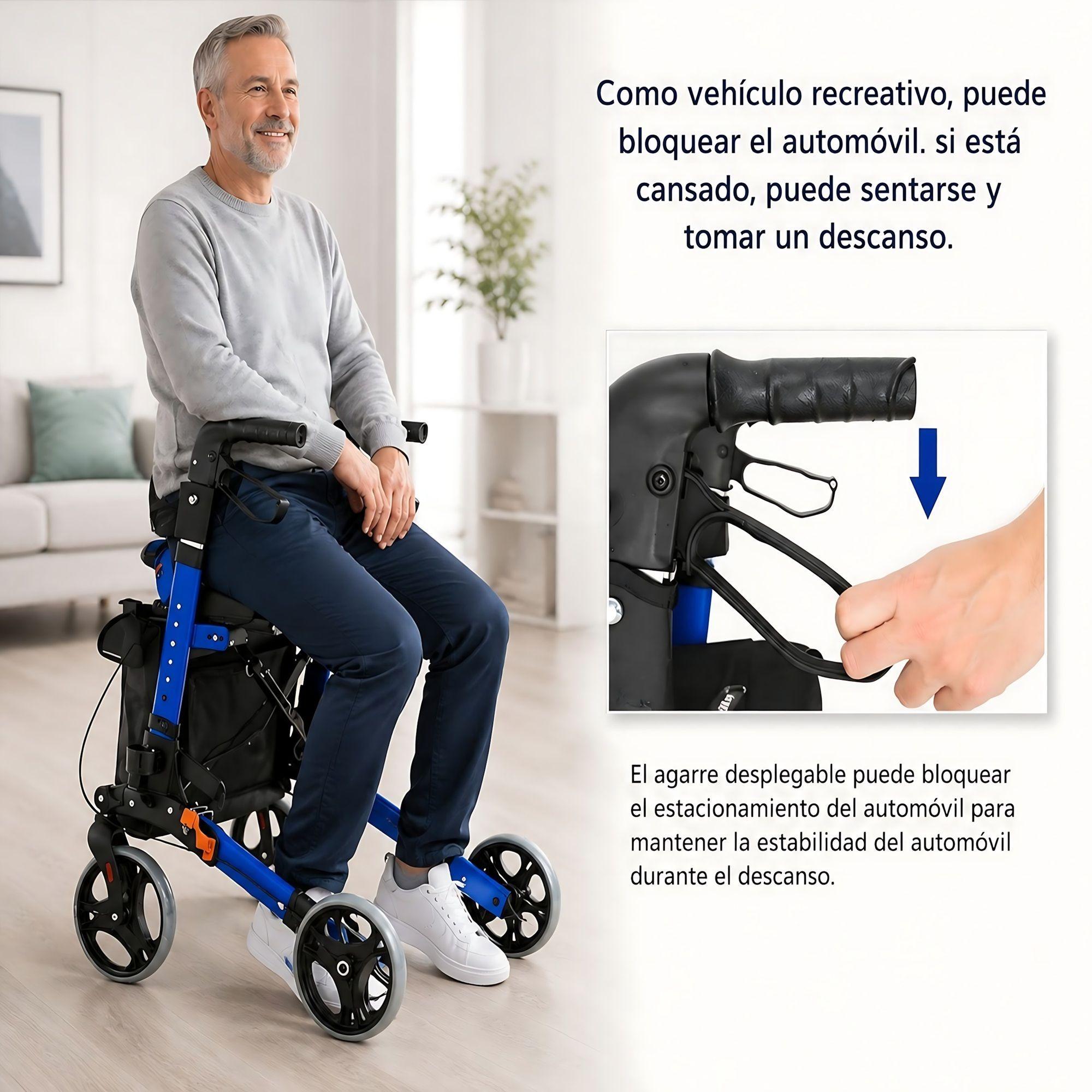 Andador Burrito Ortopédico Plegable Adulto 4 Ruedas Asiento-4
