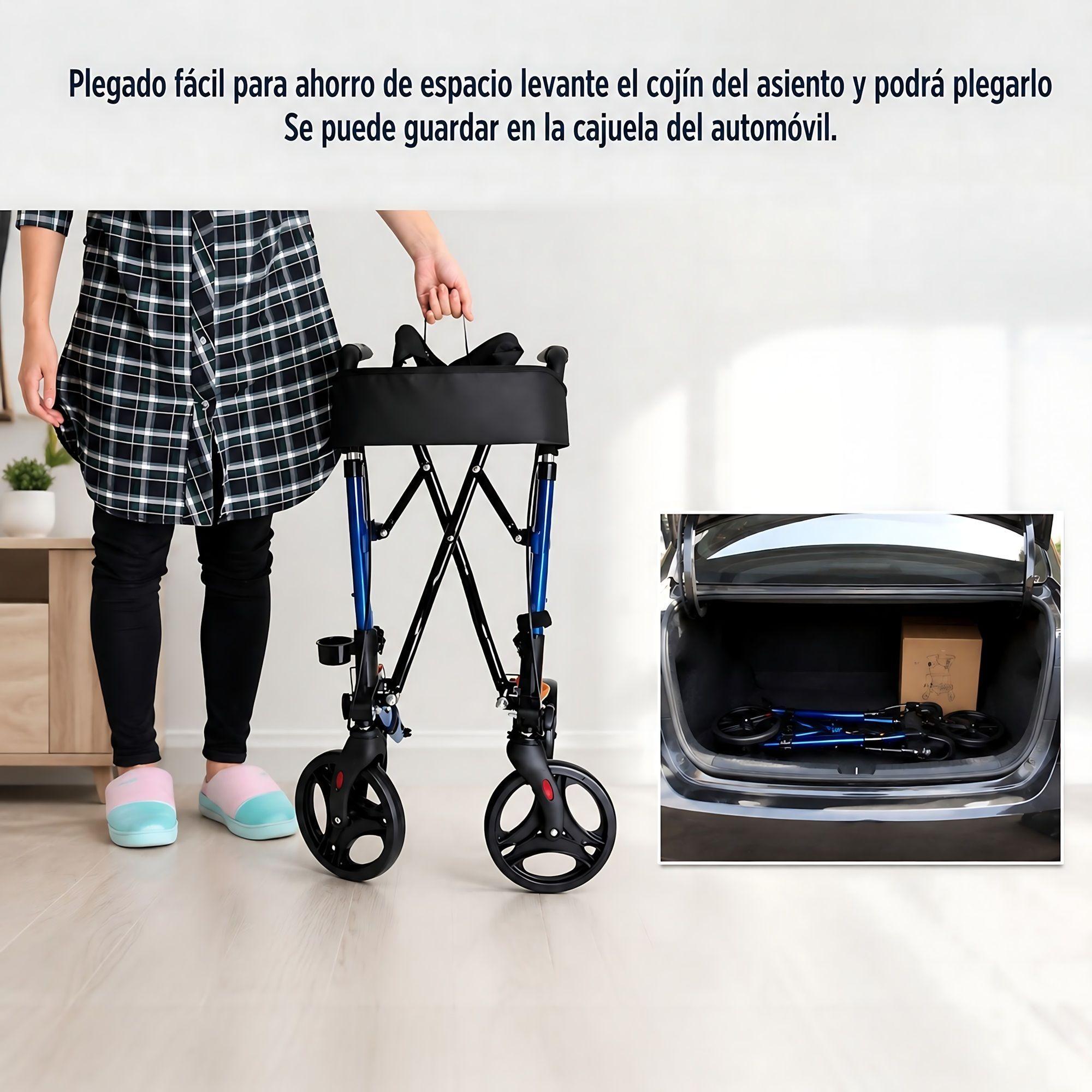 Andador Burrito Ortopédico Plegable Adulto 4 Ruedas Asiento-6