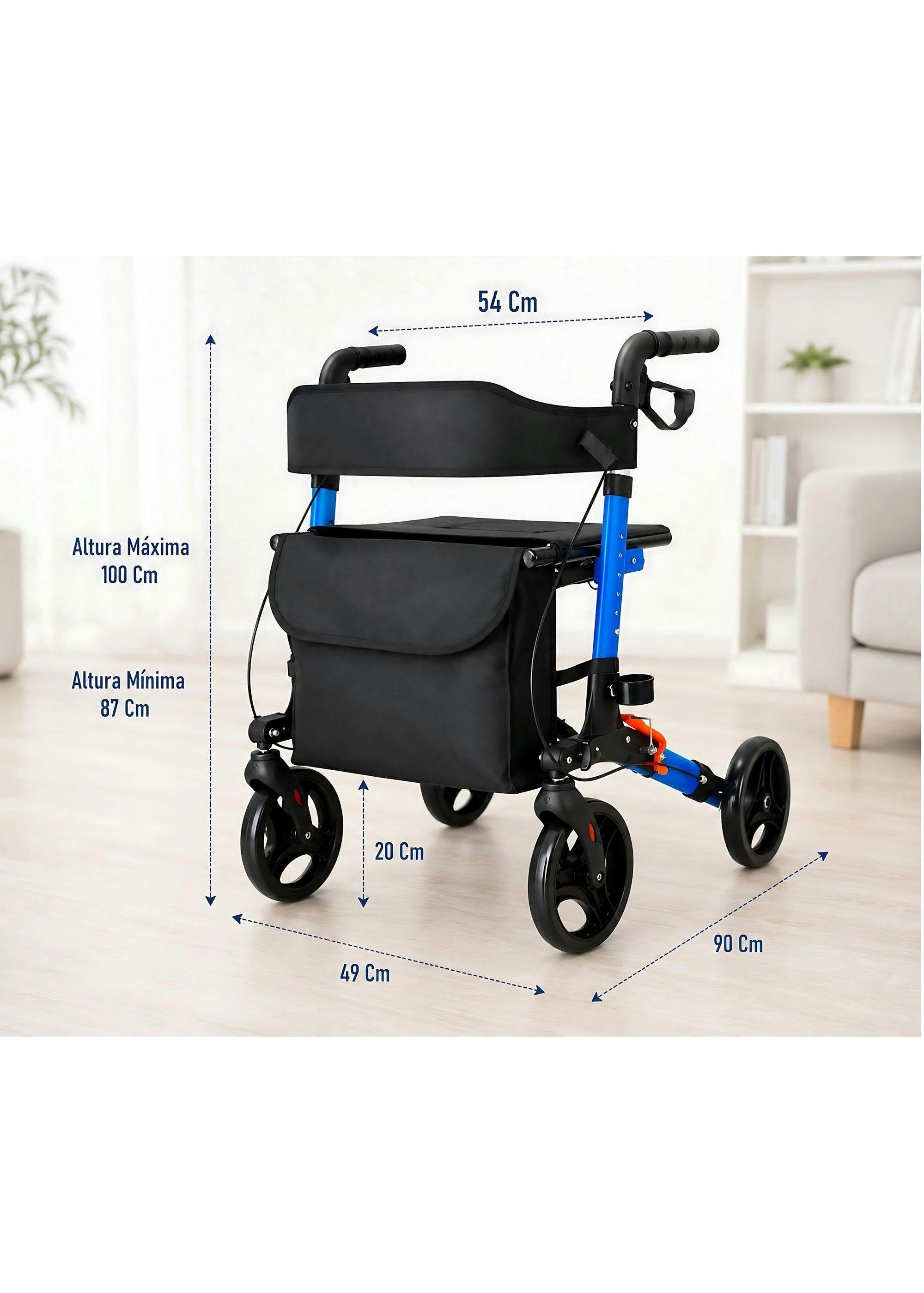 Andador Burrito Ortopédico Plegable Adulto 4 Ruedas Asiento-2