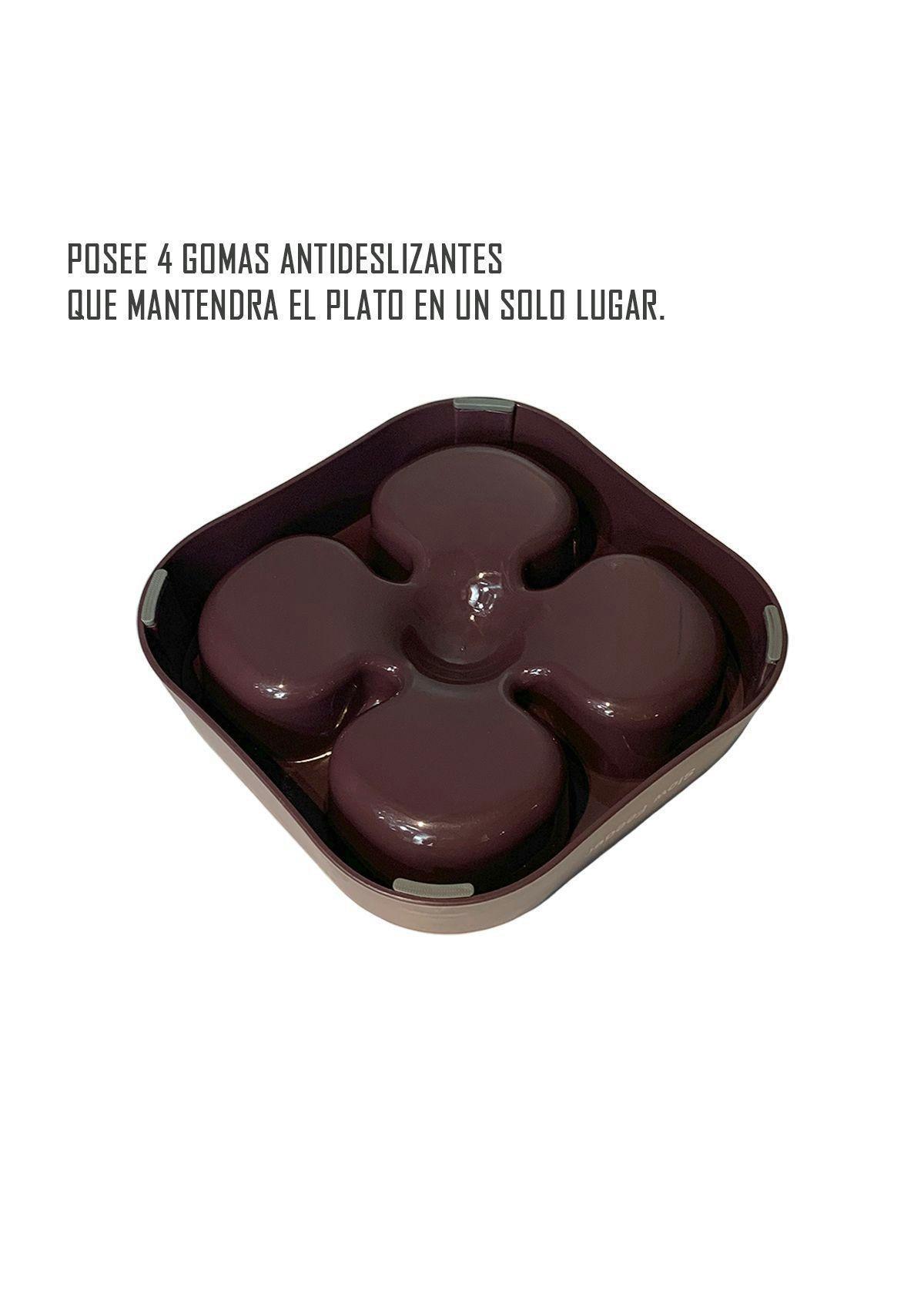 Plato Simple Para Mascota Forma De Trébol Anti Ansiedad Cafe-1