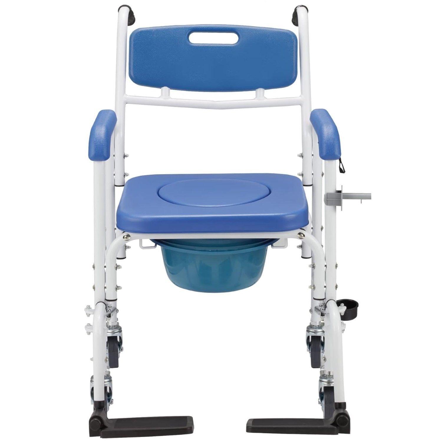 Baño Inodoro Aluminio Con Ruedas Asiento Acolchado Reposapie-5