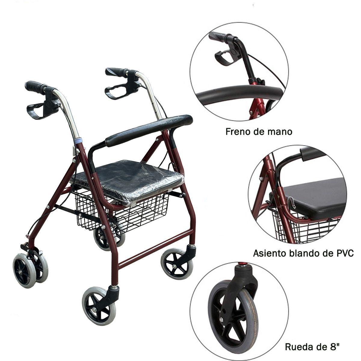 Andador Plegable Ortopédico 6 Ruedas Con Asiento Desmontable-1