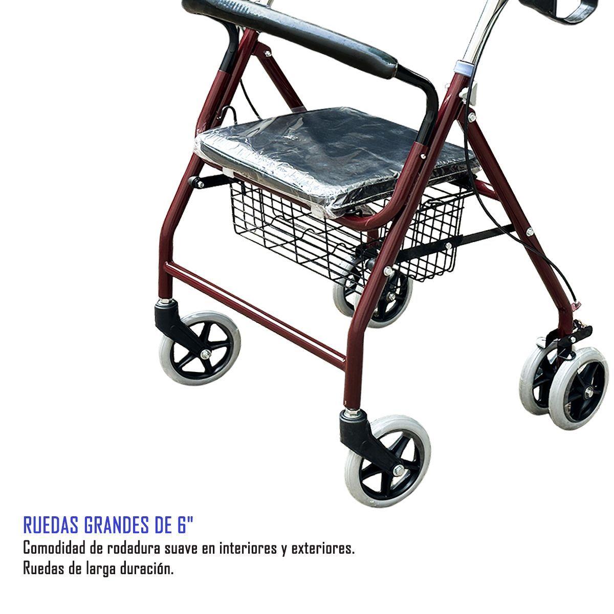 Andador Plegable Ortopédico 6 Ruedas Con Asiento Desmontable-3