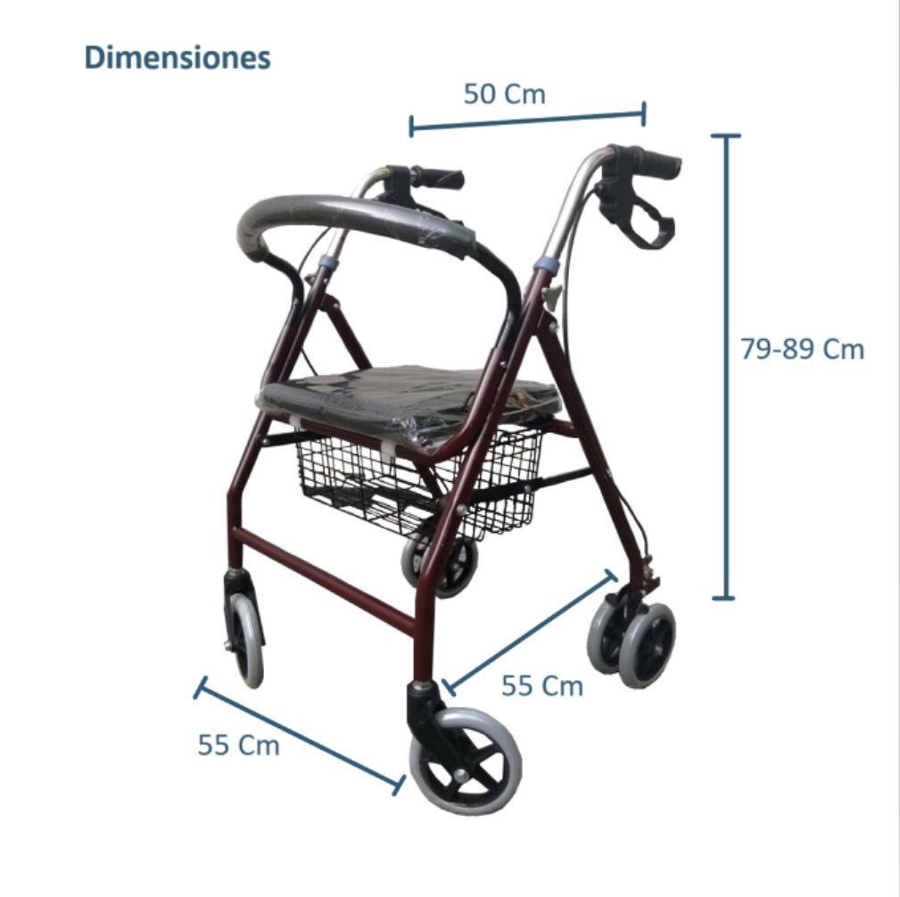 Andador Plegable Ortopédico 6 Ruedas Con Asiento Desmontable-4