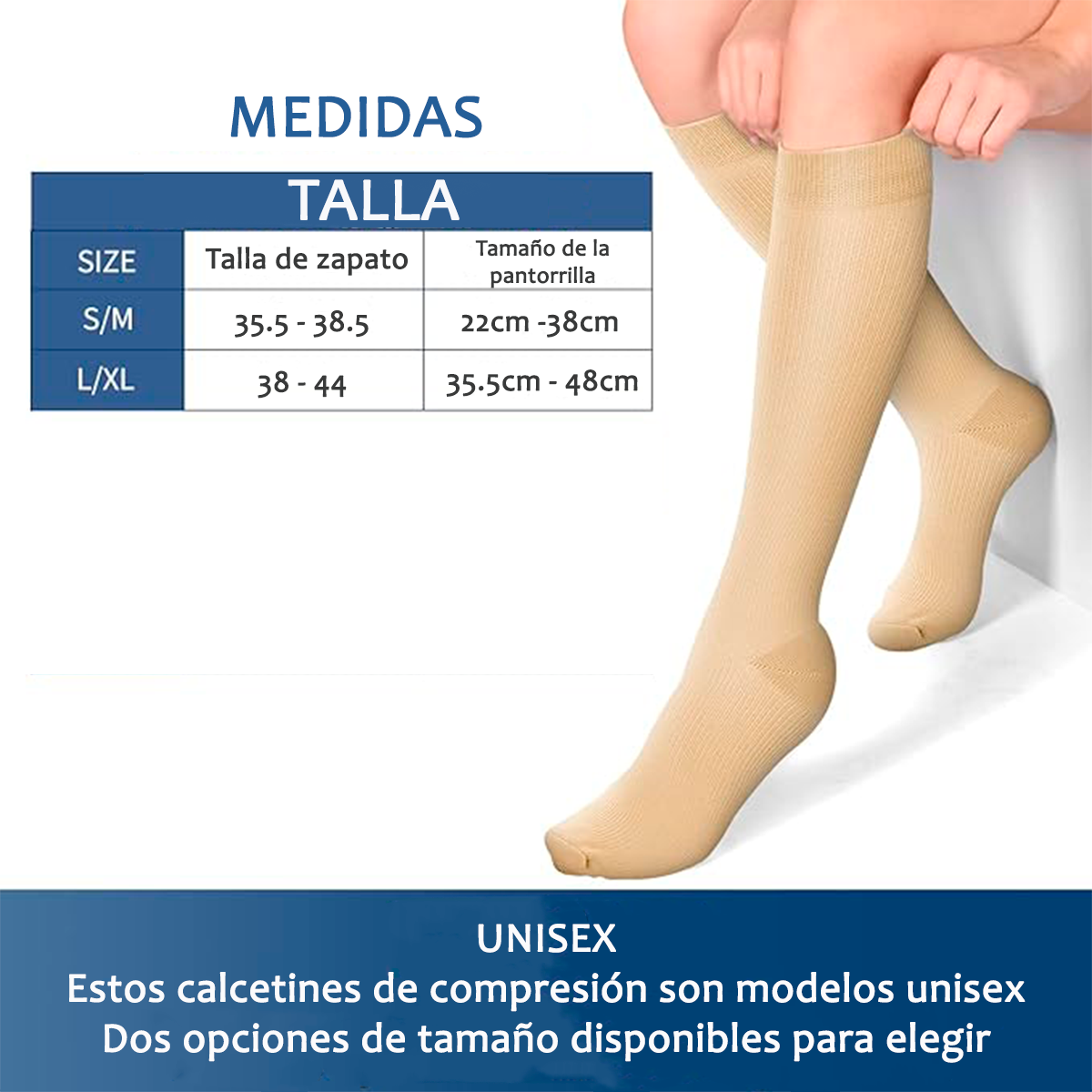 Calcetines Media Compresion Anti Varices Pack 3 Unid S/M-6