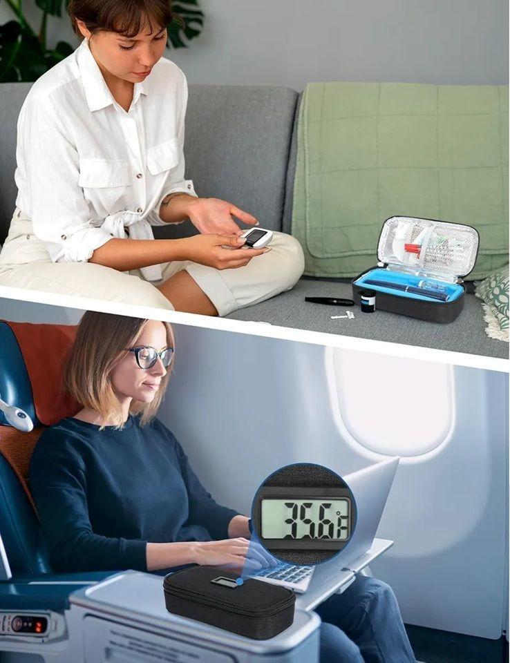 Bolso Tela Estuche Porta Insulina Para Viaje Cooler Refrigerante Negro-4