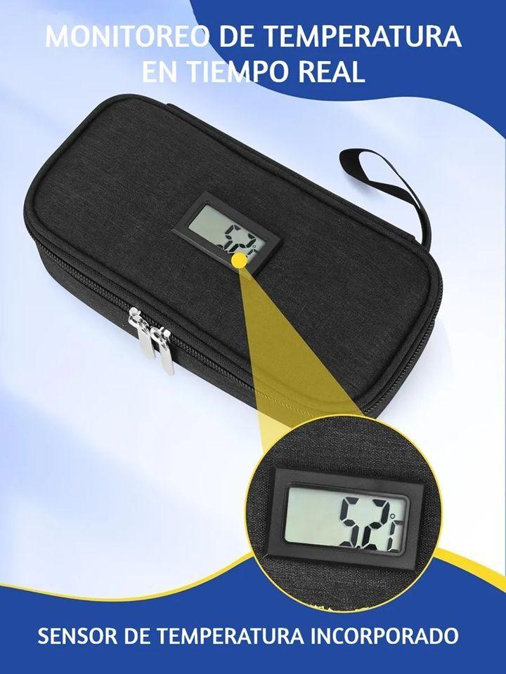Bolso Tela Estuche Porta Insulina Para Viaje Cooler Refrigerante Negro-5
