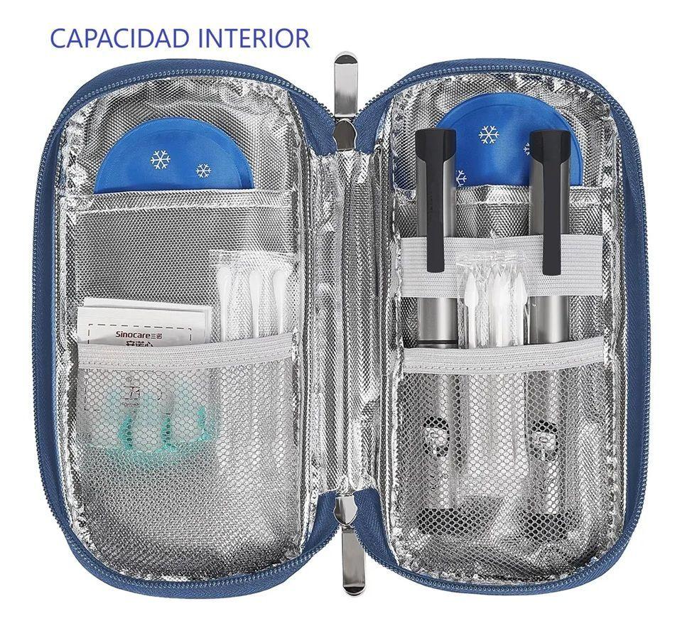 Bolso Estuche Porta Insulina Refrigerante Cooler Medicamento Flores Rosadas-2