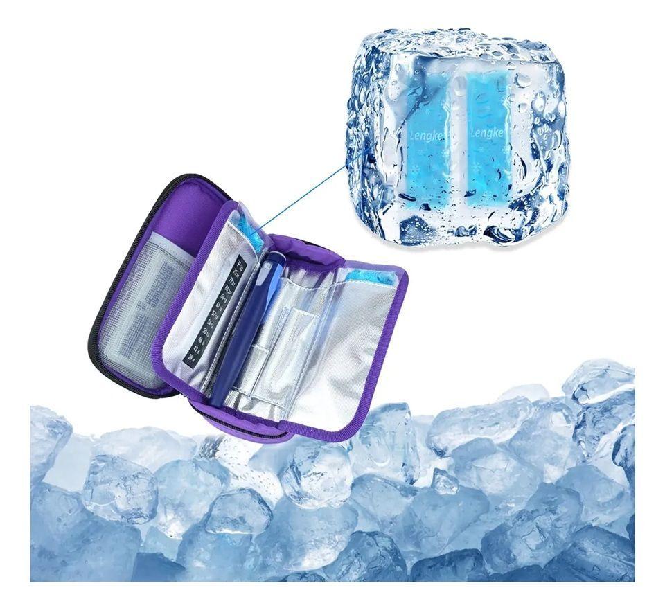 Bolso Estuche Porta Insulina Para Viaje Cooler Refrigerante Tela Morado-2