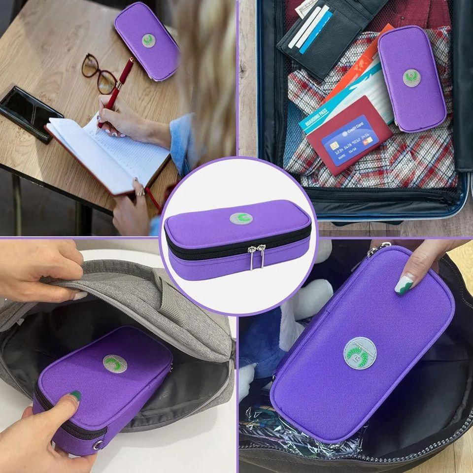 Bolso Estuche Porta Insulina Para Viaje Cooler Refrigerante Tela Morado-4