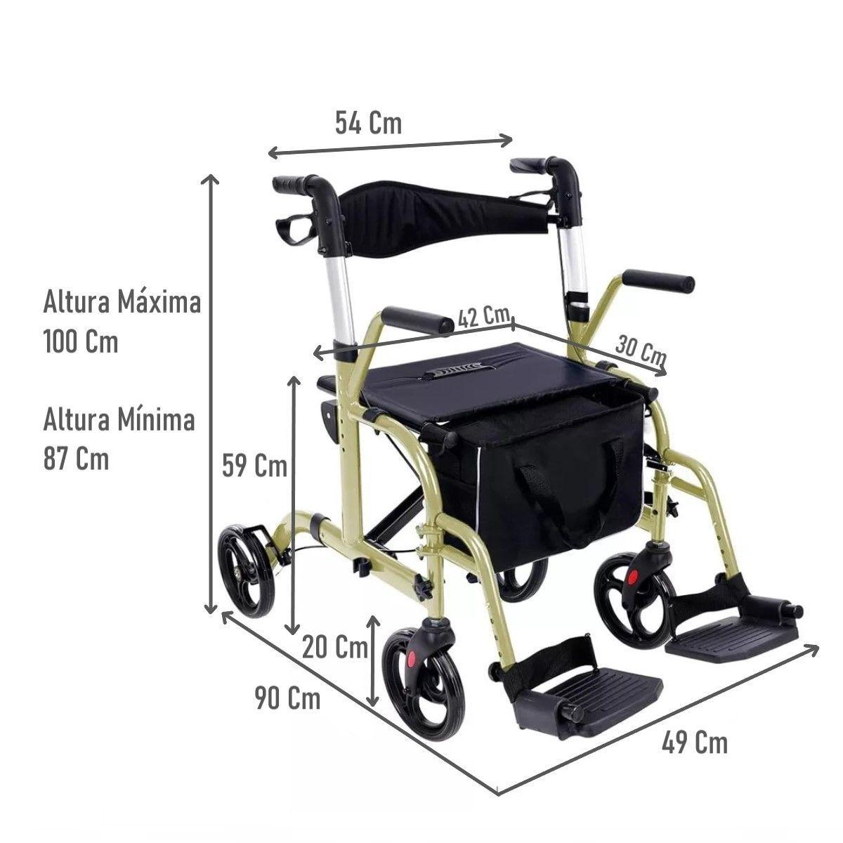 Andador 4 Ruedas Plegable 2 En 1 Silla De Ruedas Apoyabrazos Oneder-1