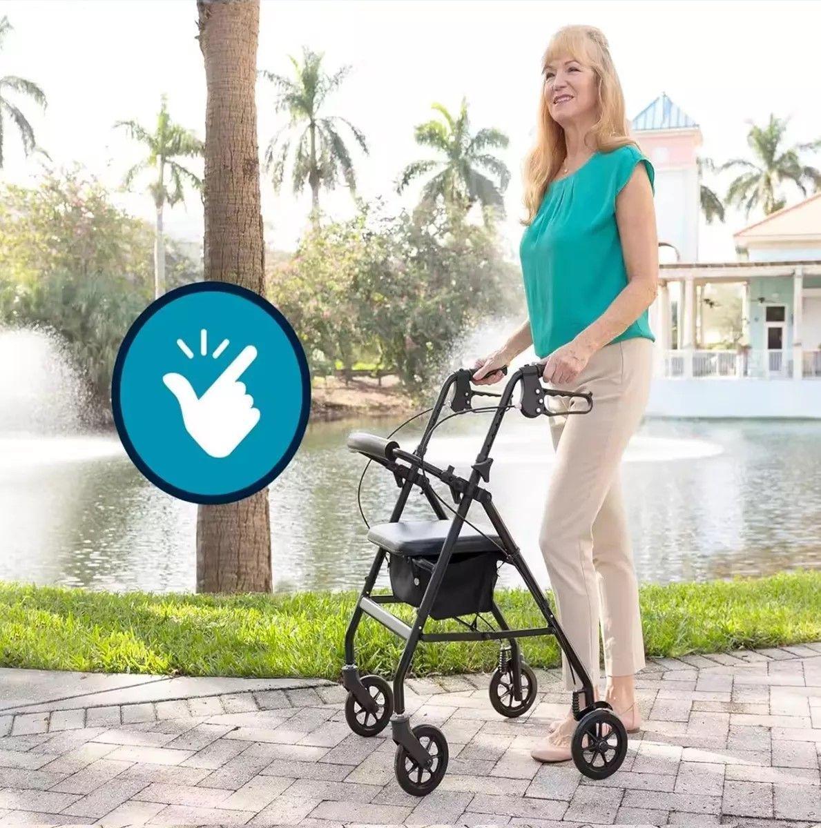 Andador Burrito Con Asiento Y Bolso 4 Ruedas Plegable -3