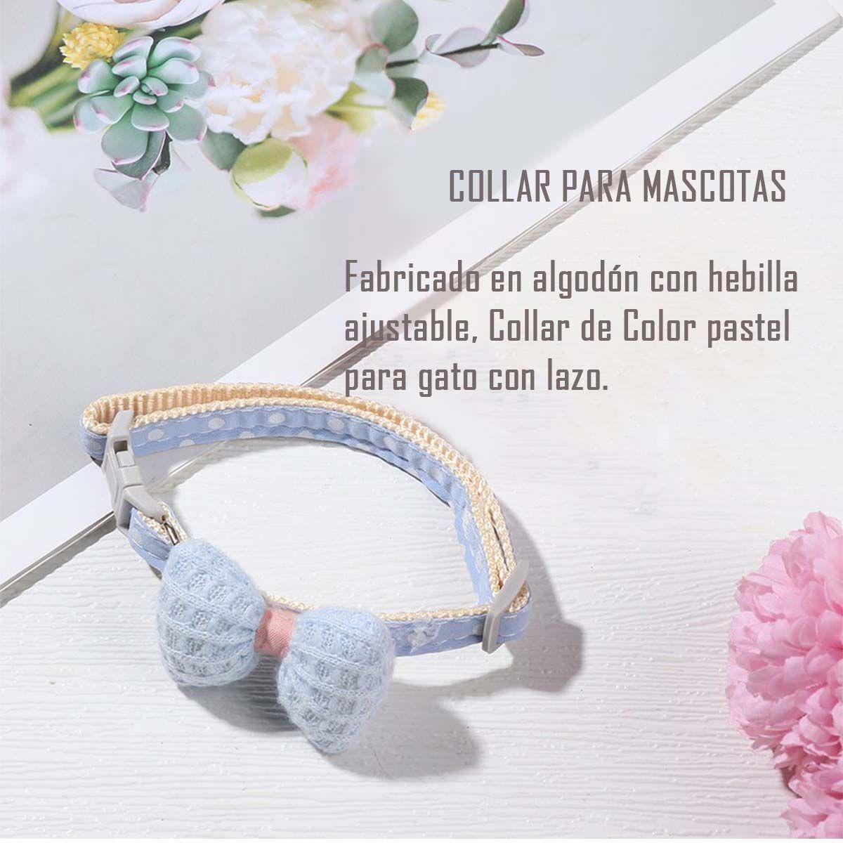 Collar De Algodon Lazo Para Mascotas Pequeñas Gato Y Perro Azul-2
