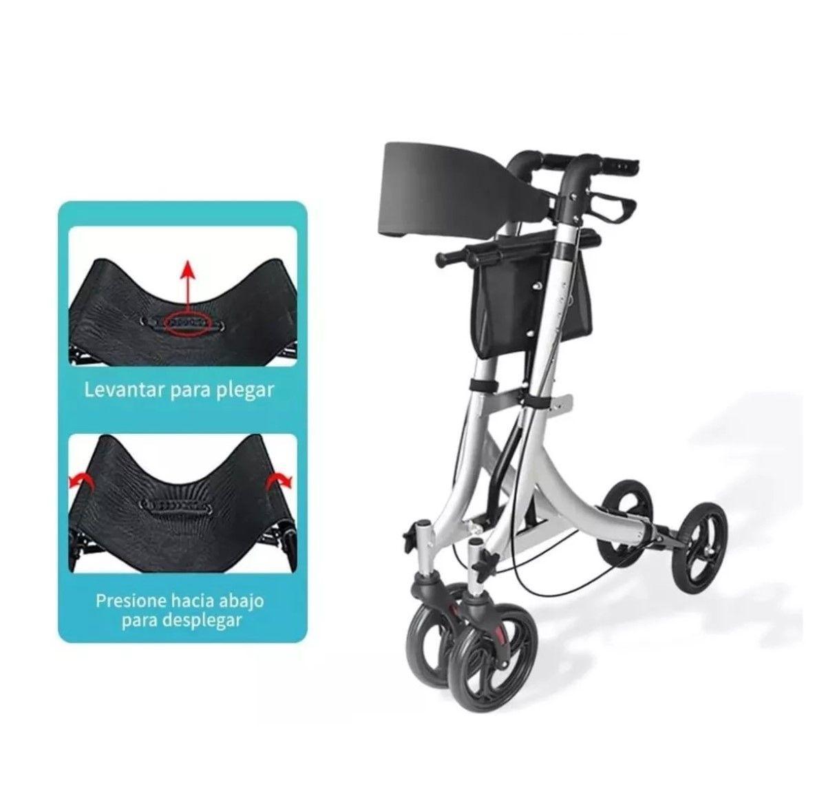 Andador Burrito 4 Ruedas Plegable Con Asiento Adulto Mayor-1