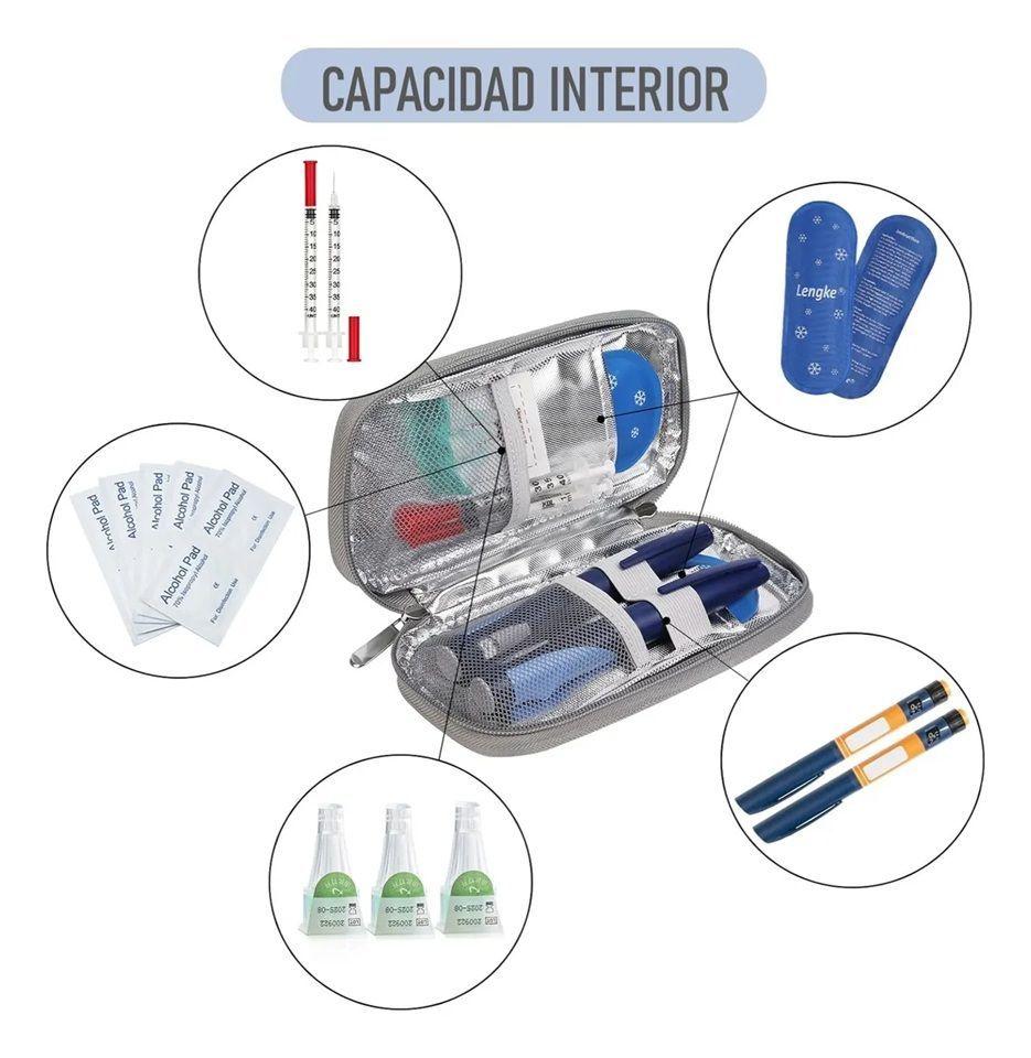Bolso Estuche Porta Insulina Refrigerante Cooler Medicamento Mármol Verde-3