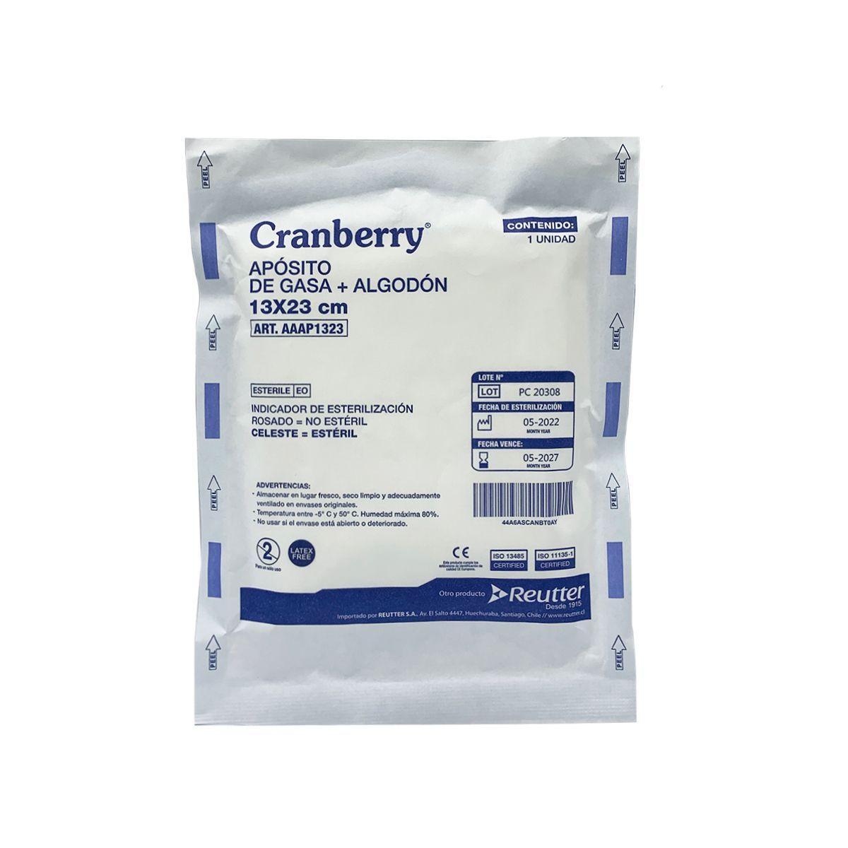 Apósito Gasa Tejida + Algodón 13x23cm Cranberry - 10 Unds-0
