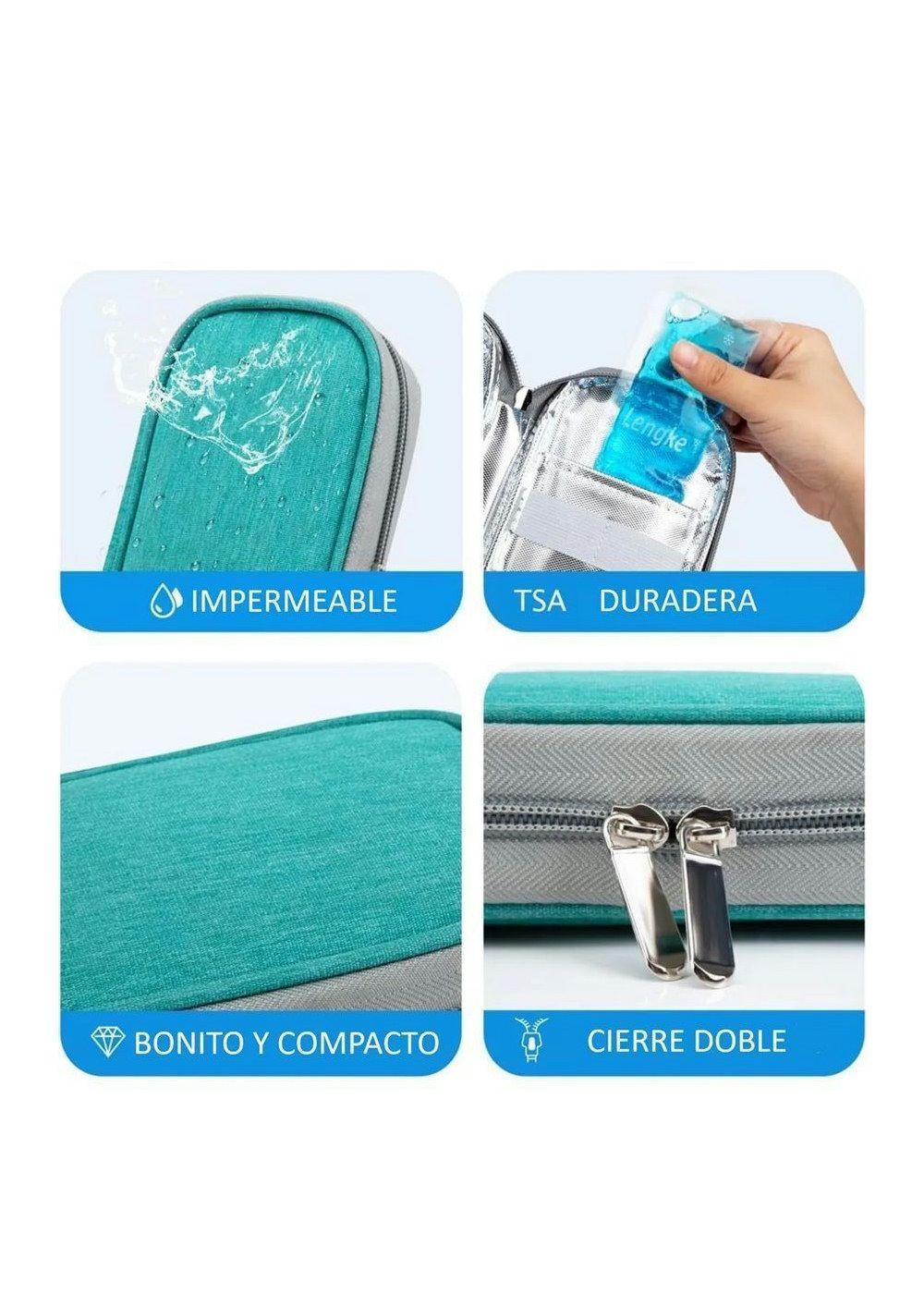 Bolso Para Viaje Estuche Cooler Porta Insulina Refrigerante Tela Verde-2