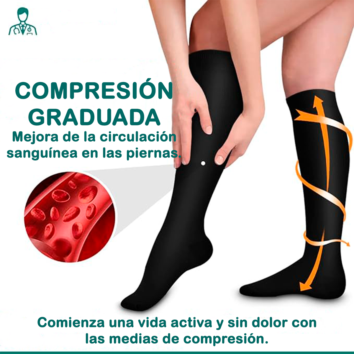 Calcetines Media Compresion Anti Varices Pack 3 Unid S/M-1