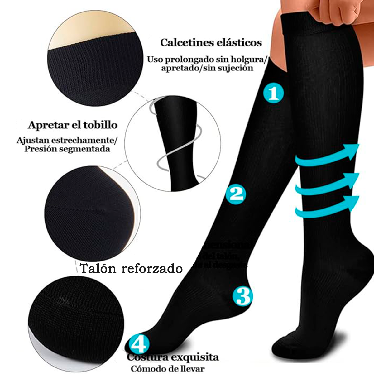 Calcetines Media Compresion Anti Varices Pack 3 Unid S/M-2