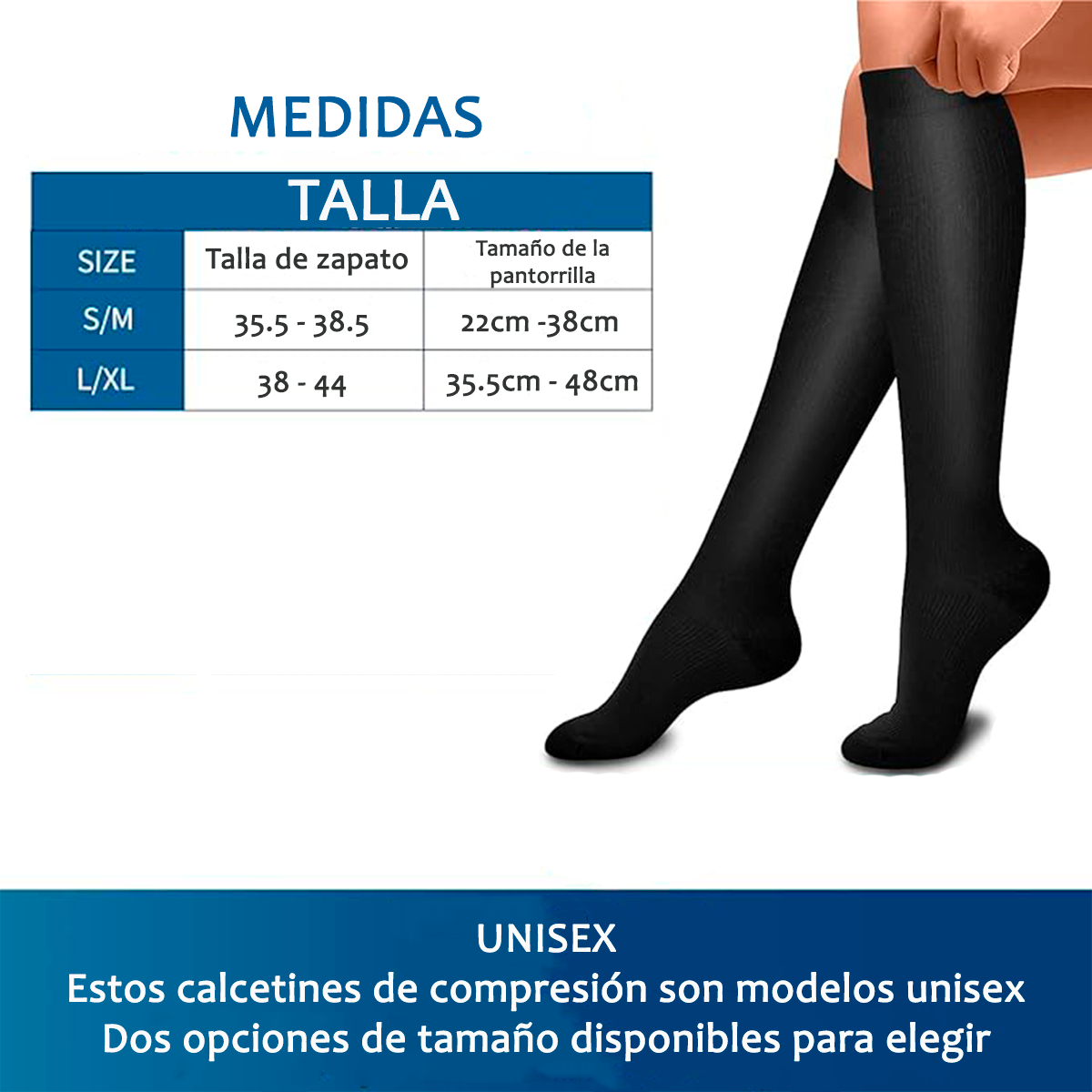 Calcetines Media Compresion Anti Varices Pack 3 Unid S/M-4
