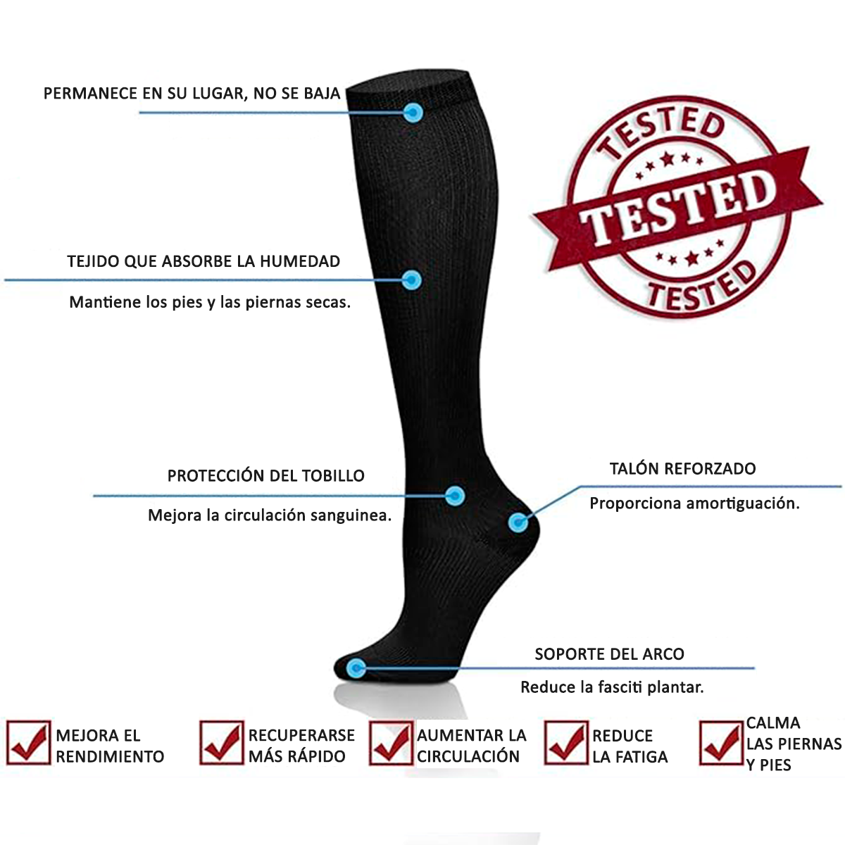 Calcetines Media Compresion Anti Varices Pack 3 Unid S/M-6