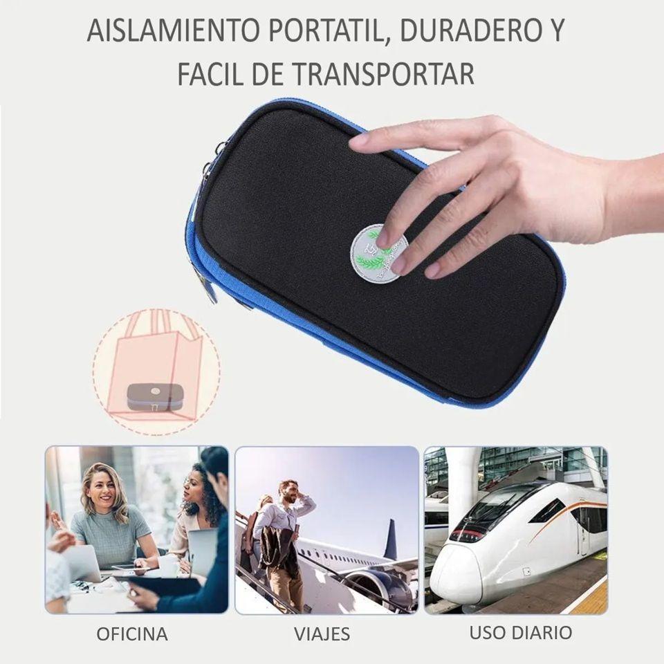 Bolso Portátil Estuche Para Viaje Porta Para Insulina Tela Azul Tela Negro-3