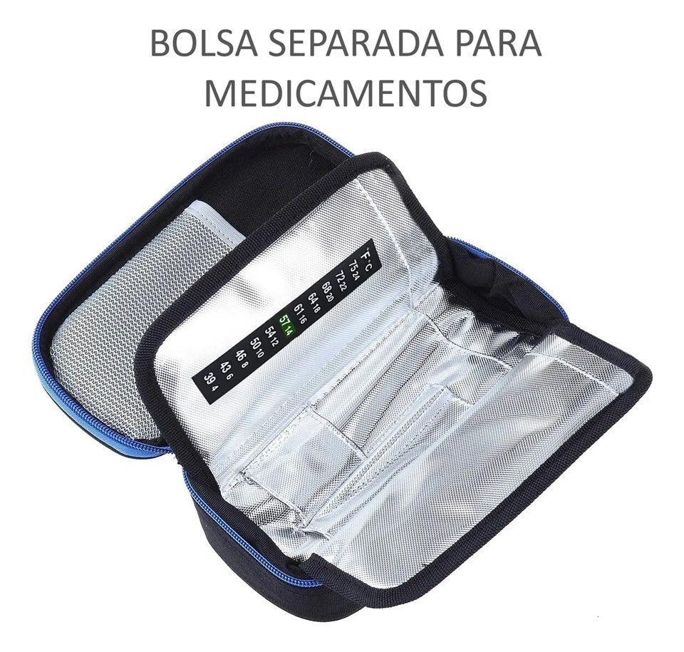 Bolso Portátil Estuche Para Viaje Porta Para Insulina Tela Azul Tela Negro-6