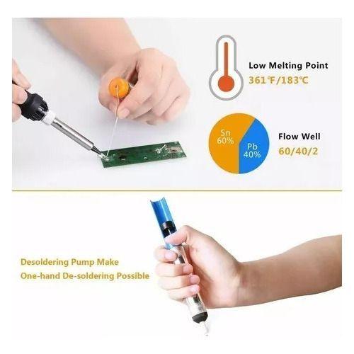 Kit Soldador Eléctrico Cautín 220v 60w Regulable Multímetro-3