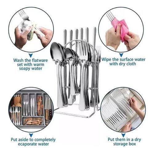 Set De Cubiertos 24 Piezas Con Soporte Acero Inoxidable-2