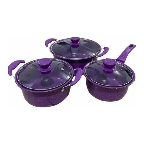 Set De Ollas Moradas Bateria Antiadherente 14pcs-0