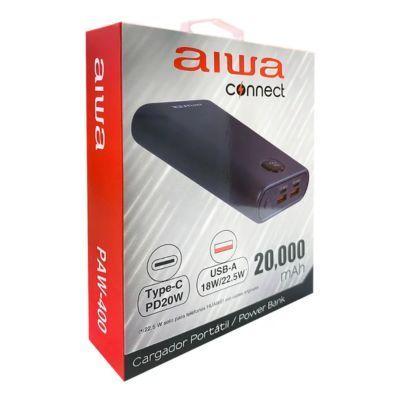 CARGADOR PORTATIL AIWA POWER BANK 20000MAH USB-A TIPO-C PAW-400-2