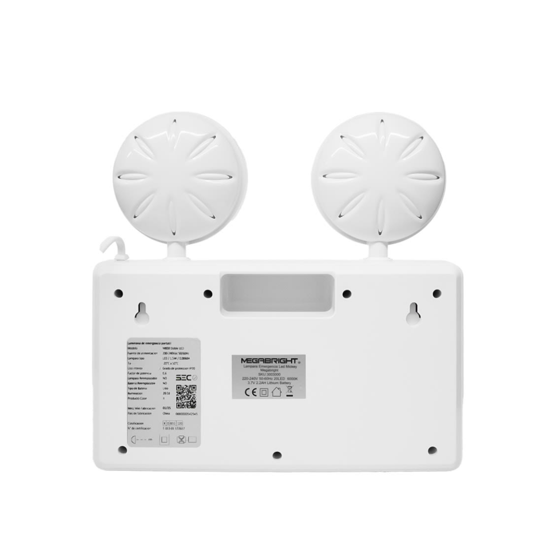LUZ DE EMERGENCIA MEGABRIGHT DOBLE LED 6000K-2