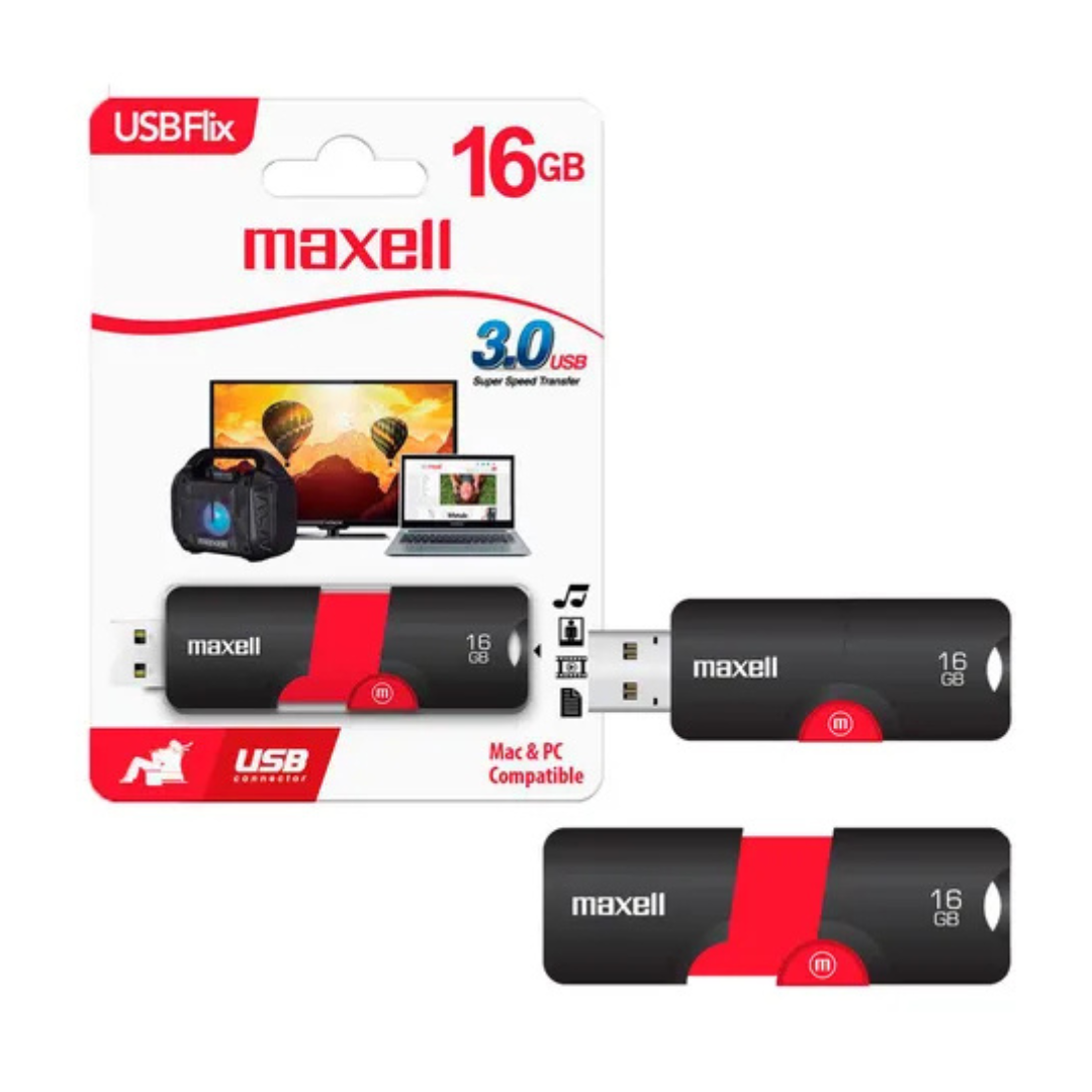 PENDRIVE USB FLIX MAXELL 16GB  USBF-16 ROJO -2